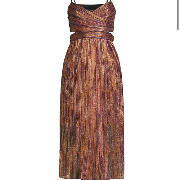 Aidan by Aidan Mattox metallic pleated dress - Picture 3 of 11